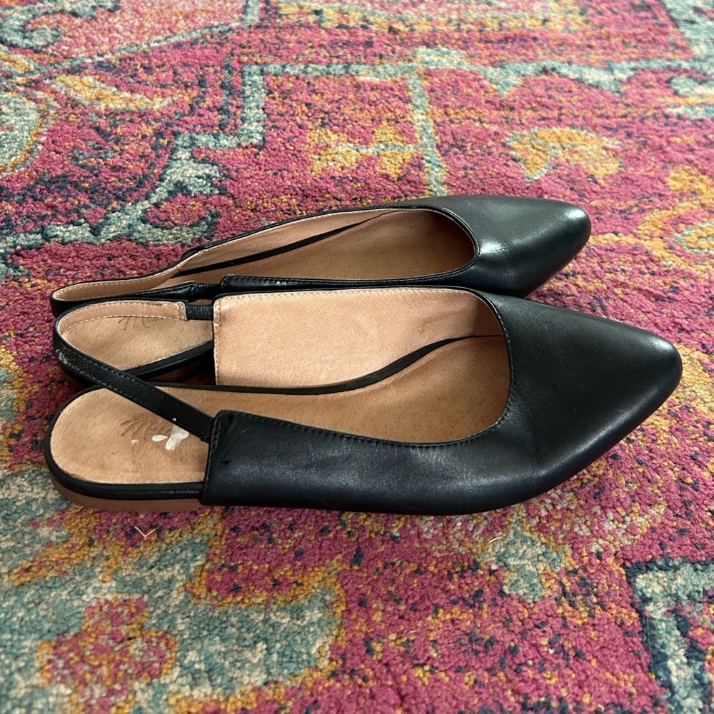 Madewell | Women’s black leather Margot slingback classic pointed toe flats sz 8 - Picture 4 of 16